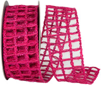 Fuchsia Wired Edge Ribbon 2-1/2 Inch Grand Jute Box