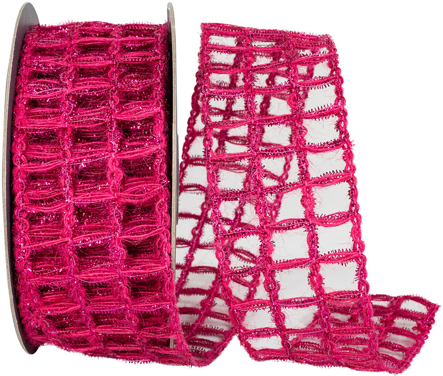 Fuchsia Wired Edge Ribbon 2-1/2 Inch Grand Jute Box