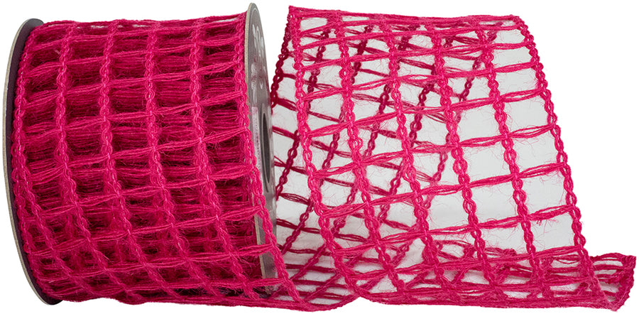 Fuchsia Wired Edge Ribbon 4 Inch Grand Net Jute for Wreaths