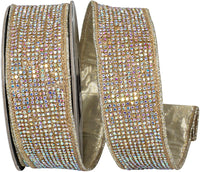 Champagne Jeweled Disco Opulence Ribbon 1-3/8 Inch