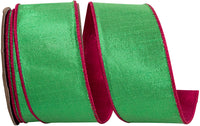 Metallic Reversal Fuchsia Green Wired Edge Ribbon 2-1/2 Inch