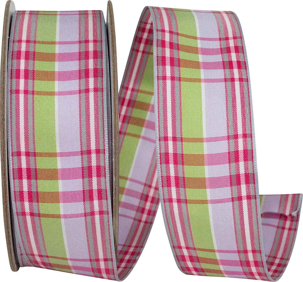 Lavender Plaid Wired Edge Ribbon 1-1/2 Inch for Bows