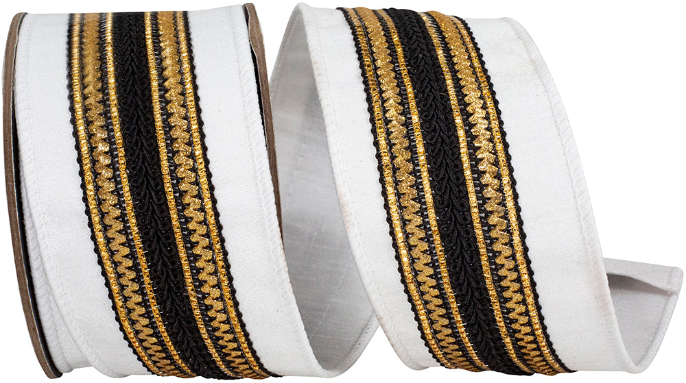 White Black 2-1 2 Inch Regal Stripe Trimming Dupioni Deluxe