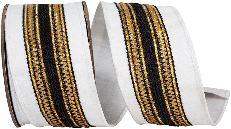 White Black 2-1 2 Inch Regal Stripe Trimming Dupioni Deluxe