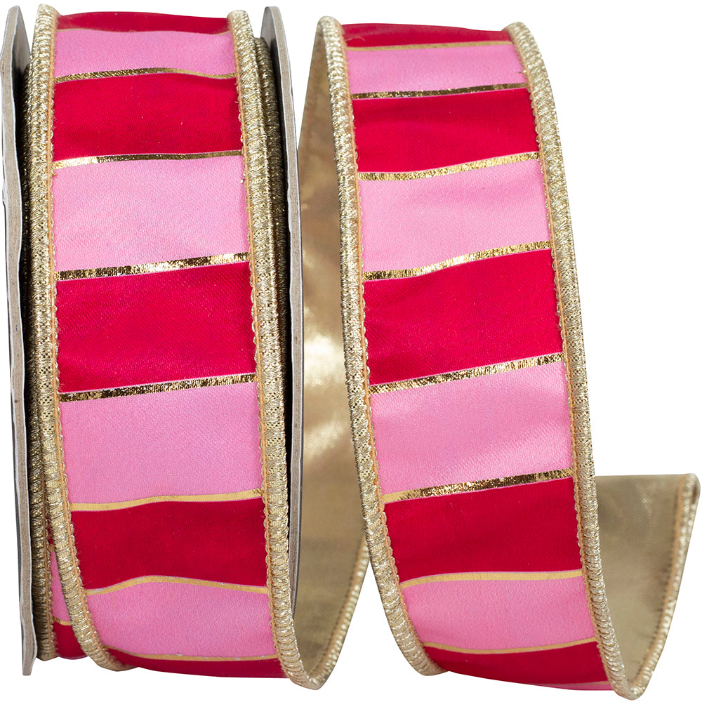 Fuchsia Pink 1-1/2 Inch Wired Edge Metallic Ribbon