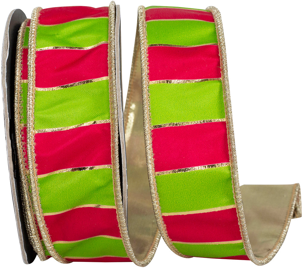 Fuchsia Lime 1-1/2 Inch Striped Ribbon for Wreaths and Bows