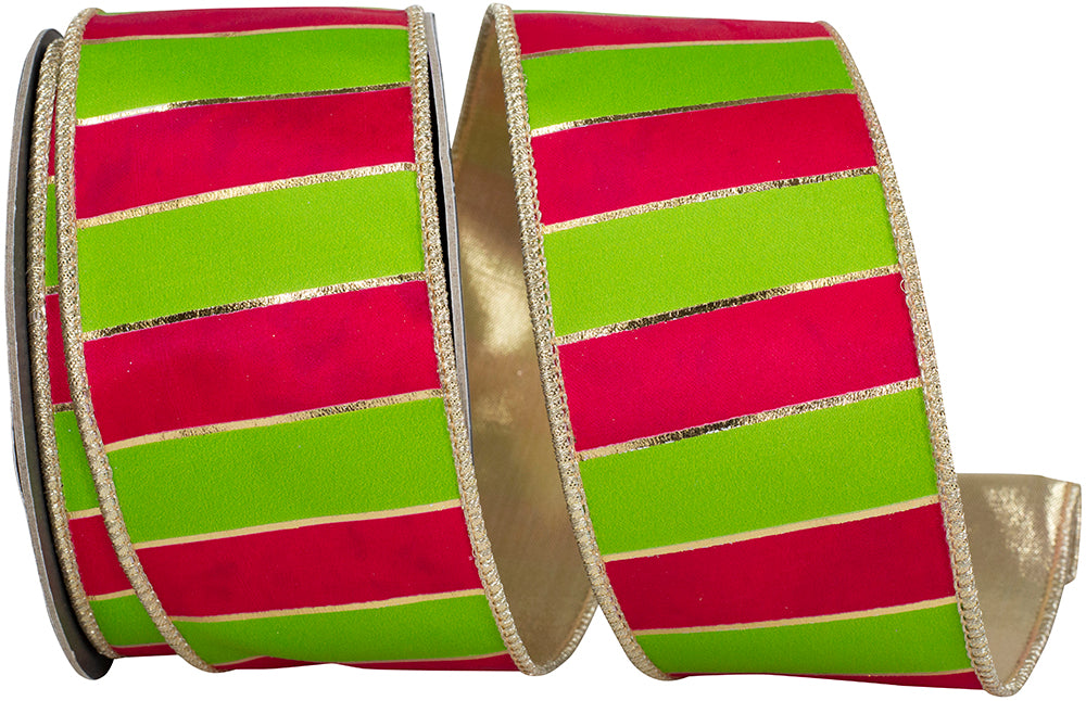 Fuchsia Lime 2-1/2 Inch Wired Edge Ribbon for Wreaths