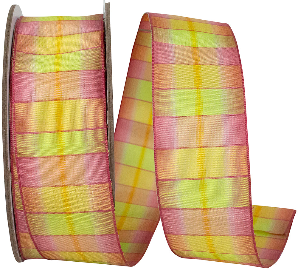 Sunset Horizon Plaid Wired Edge Ribbon 1-1/2 Inch Multi