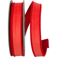 Red 1 Inch Velvet Touch Deluxe Backed Wired Edge Ribbon for Wreaths & Bows