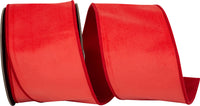 Red 4 Inch Velvet Touch Deluxe Backed Wired Edge Ribbon for Wreaths & Bows
