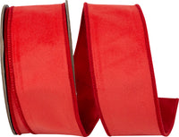 Red 2-1 2 Inch Velvet Touch Deluxe Backed Wired Edge Ribbon for Wreaths & Bows