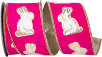 Fuchsia Gilded Bunny Wired Edge Ribbon 2-1/2 Inch 10Yds