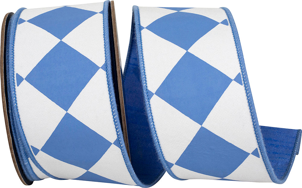 Blue White 2-1 2 Inch Grand Diamond Dupioni Deluxe Wired Edge Ribbon for Wreaths & Bows