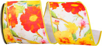 Yellow 4 Inch Flowers Colors Deluxe Dupioni Backed Wired Edge Ribbon for Wreaths & Bows