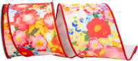 Fuchsia 4 Inch Flowers Colors Deluxe Dupioni Backed Wired Edge Ribbon for Wreaths & Bows