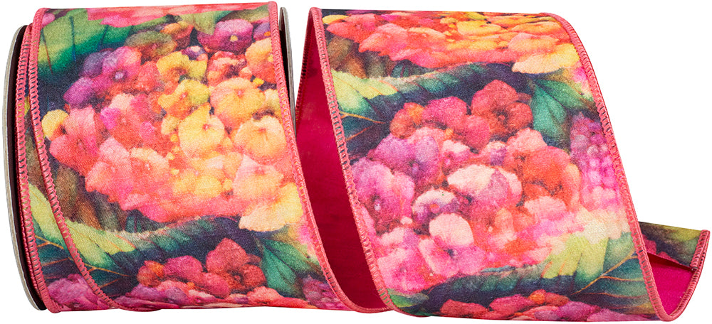 Azalea 4 Inch Floral Watercolor Impressions Dupioni Fused Backed Wired Edge