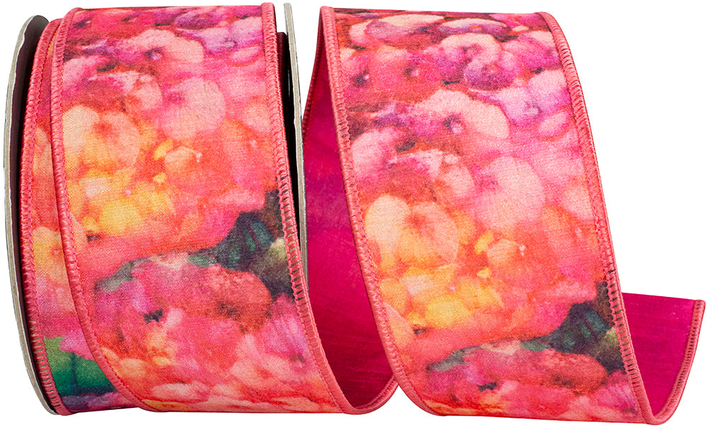 Azalea 2-1 2 Inch Floral Watercolor Impressions Dupioni Fused Backed Wired Edge