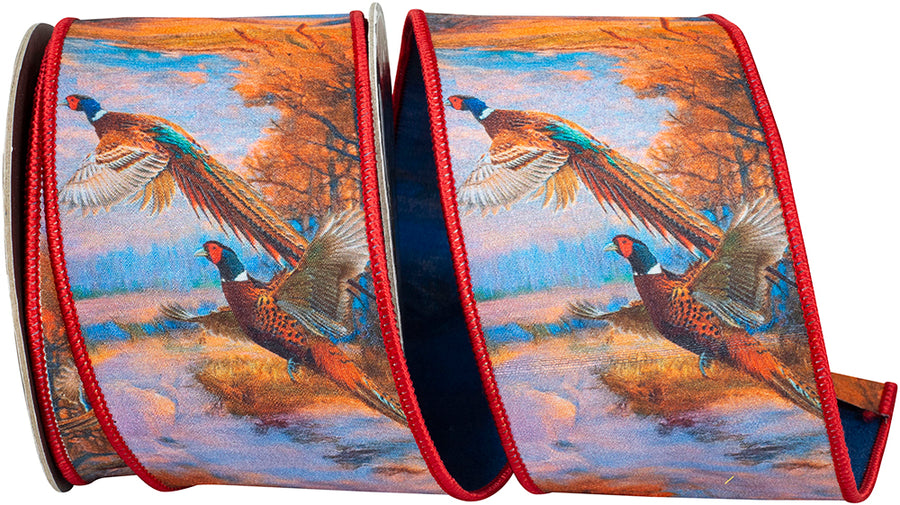 Multi 2-1 2 Inch Pheasant Horizon Dupioni Fused Backed Wired Edge Ribbon for Wreaths & Bows