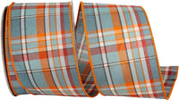 Slate February Plaid Wired Edge Ribbon 2-1/2 Inch