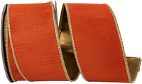 Copper Dupioni Shimmer Wired Edge Ribbon 2-1/2 Inch 10Yds