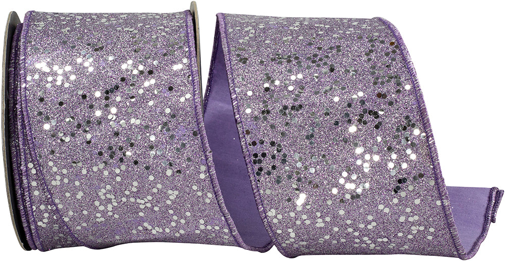 Lavender 4 Inch Wired Edge Sequin Ribbon for Wreaths