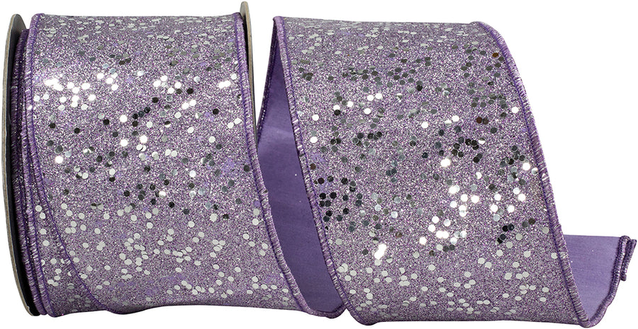 Lavender 4 Inch Wired Edge Sequin Ribbon for Wreaths
