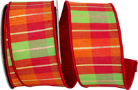 Citrus Holiday Plaid Wired Edge Ribbon 2-1/2 Inch Polyester