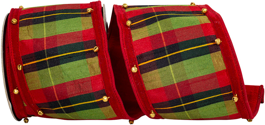 Plaid Tradition Wired Edge Ribbon Red Green 4 Inch 5Yds