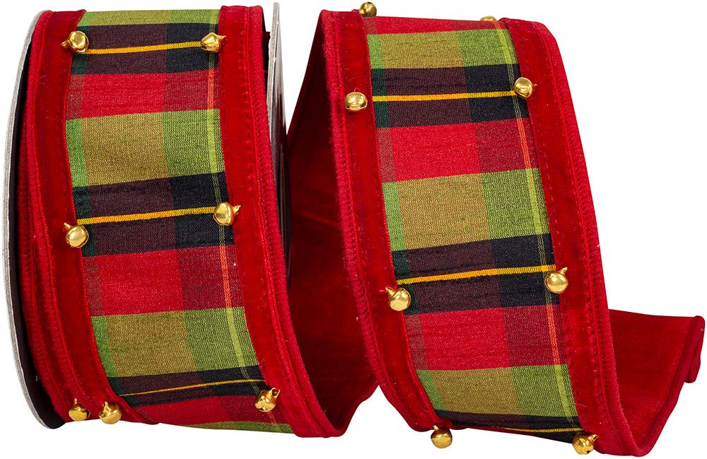 Red Green Plaid Wired Edge Ribbon 2-1/2 Inch for Bows
