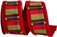 Red Green Plaid Wired Edge Ribbon 2-1/2 Inch for Bows