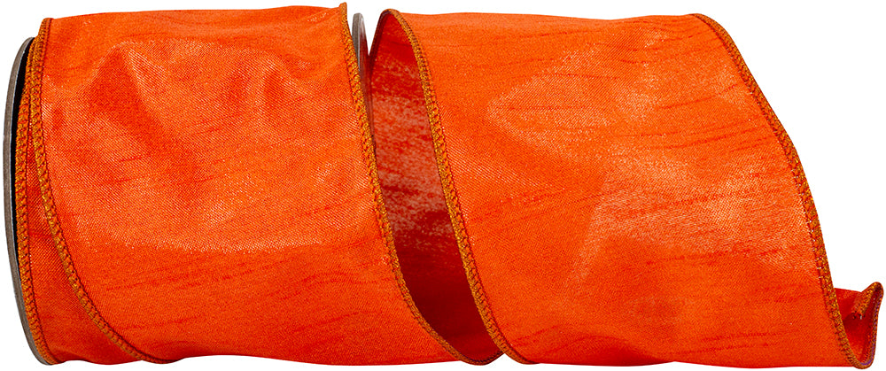 Flame 4 Inch Shimmer Crepe Dupioni Wired Edge Ribbon for Wreaths & Bows