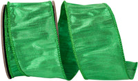 Emerald 2-1 2 Inch Shimmer Crepe Dupioni Wired Edge Ribbon for Wreaths & Bows