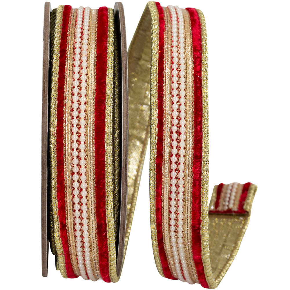 Red Velvet Wired Edge Ribbon 1 Inch for Wreaths and Bows