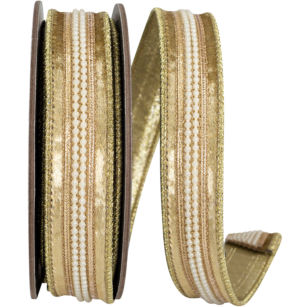 Antique Velvet Trim Wired Edge Ribbon 1 Inch for Wreaths