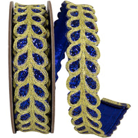 Royal Glitter Embroidery Trim Ribbon 1-1/8 Inch Metallic