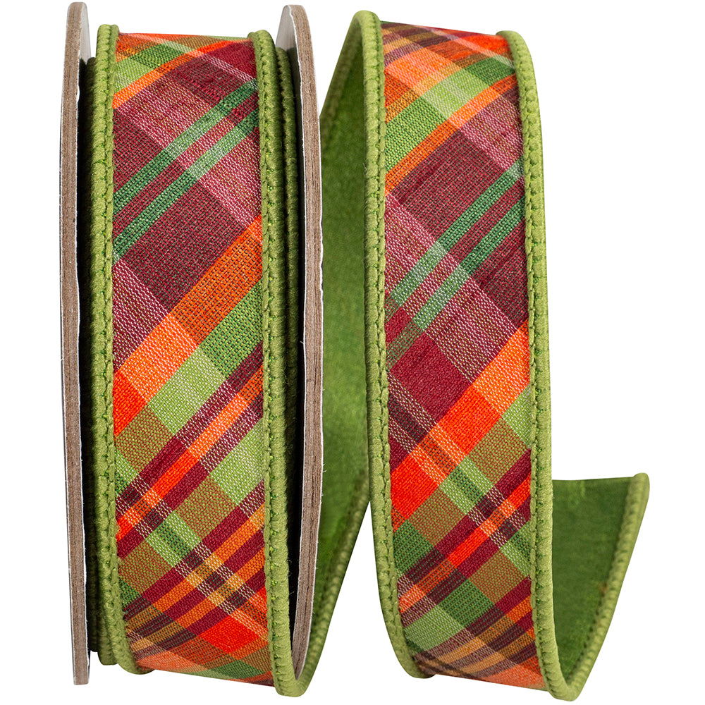 Plaid Tierra Sage 1 Inch Wired Edge Ribbon for Bows