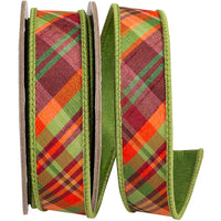 Plaid Tierra Sage 1 Inch Wired Edge Ribbon for Bows