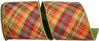 Sage Diagonal Fused Dupioni Wired Edge Ribbon 4 Inch