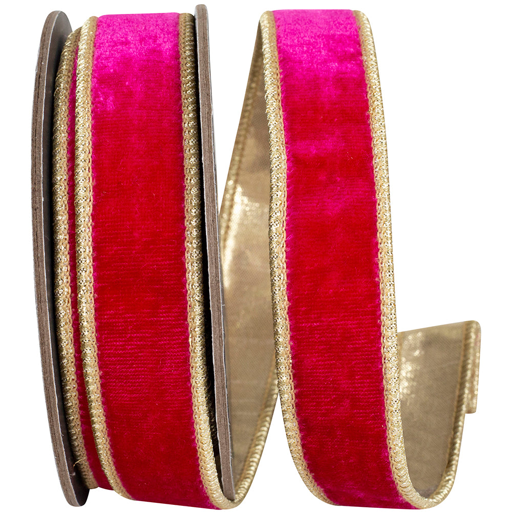 Ruby Velvet Plush Wired Edge Ribbon 1 Inch for Bows