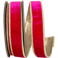 Ruby Velvet Plush Wired Edge Ribbon 1 Inch for Bows