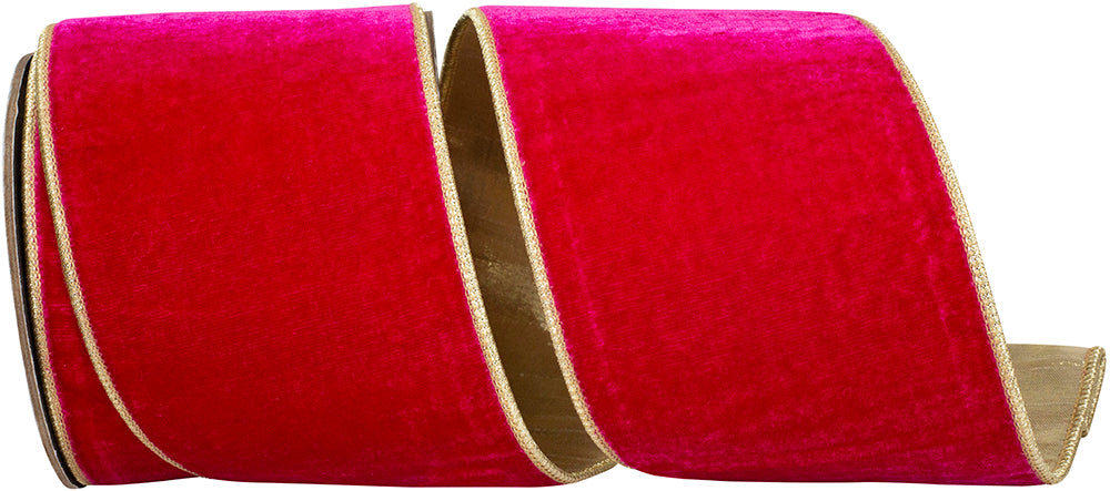 Ruby Velvet Plush Wired Edge Ribbon 4 Inch 5 Yards
