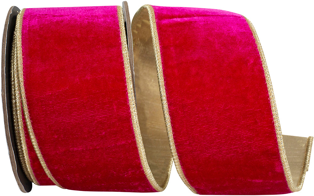 Ruby Velvet Plush Wired Edge Ribbon 2-1/2 Inch for Bows