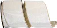 Velvet Plush Snowfall Ribbon White Gold 4 Inch for Bows