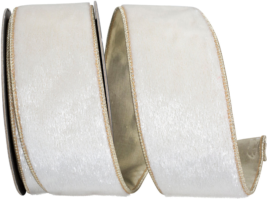 White Gold Velvet Plush Ribbon 2-1/2 Inch for Wreaths