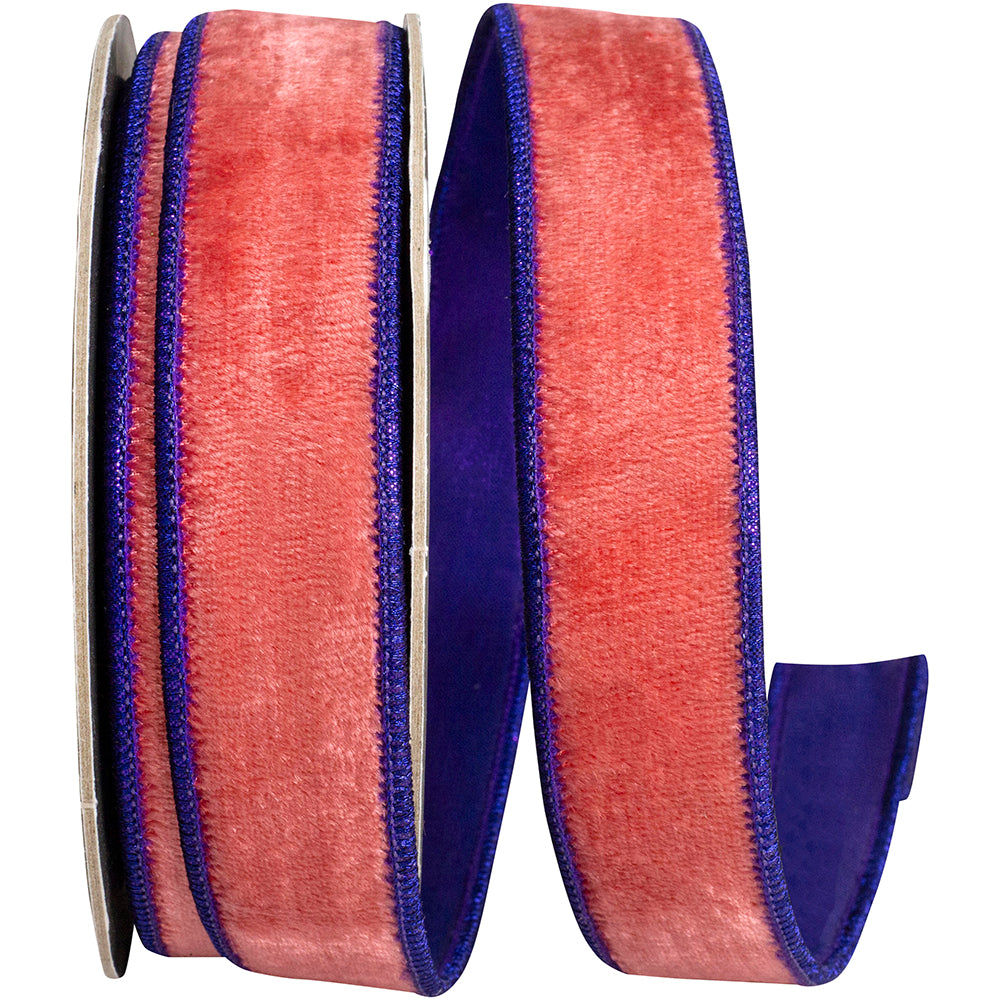 Multi Velvet Plush Wired Edge Ribbon 1 Inch for Wreaths