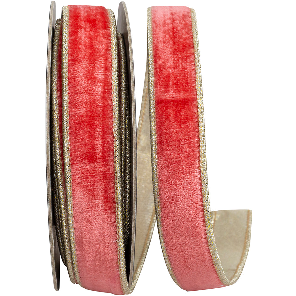 Flame Velvet Plush 1 Inch Wired Edge Ribbon for Wreaths
