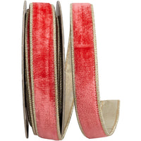 Flame Velvet Plush 1 Inch Wired Edge Ribbon for Wreaths