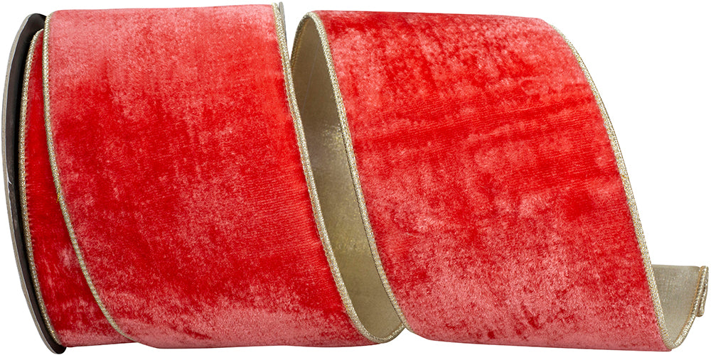 Flame Velvet Plush Wired Edge Ribbon 4 Inch for Bows