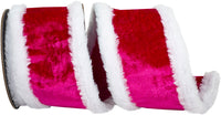 Fuchsia White 4 Inch Plush Velvet Furry Trimming Ribbon