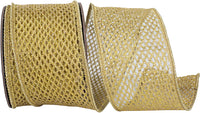 Gold 4 Inch Wired Edge Metallic Chain Link Ribbon